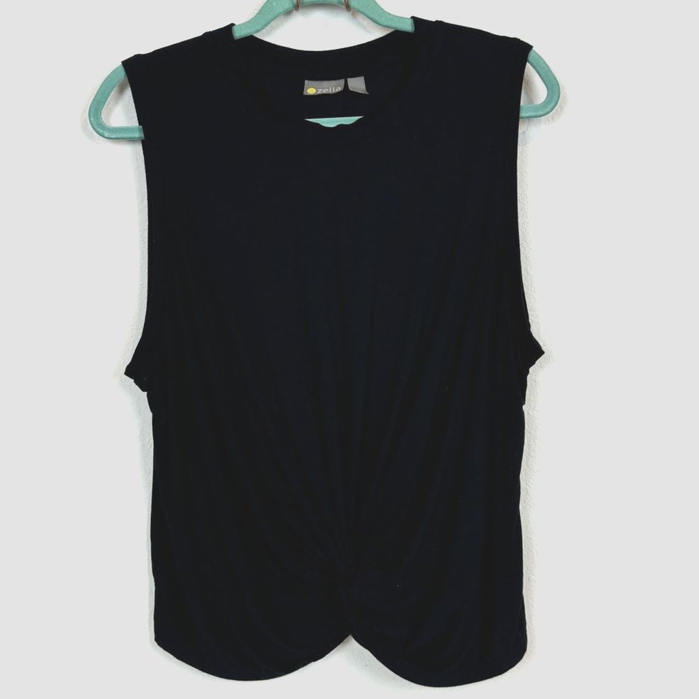Zella Black Twist Front Sleeveless Shirt L